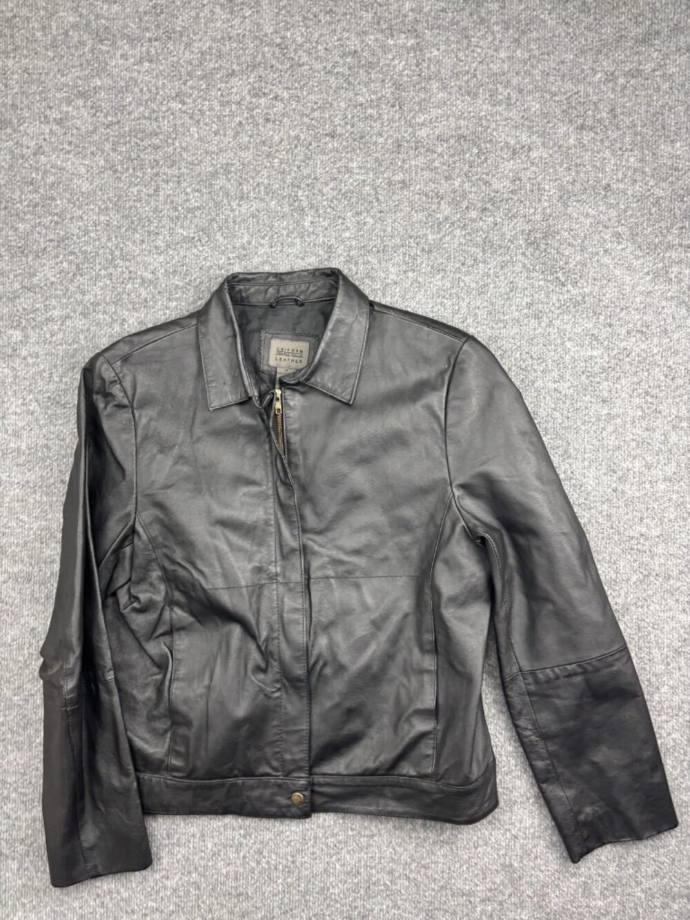 Uniform John Paul Richard Jacket Womens 14 Black Genuine Leather Zip Front Lined